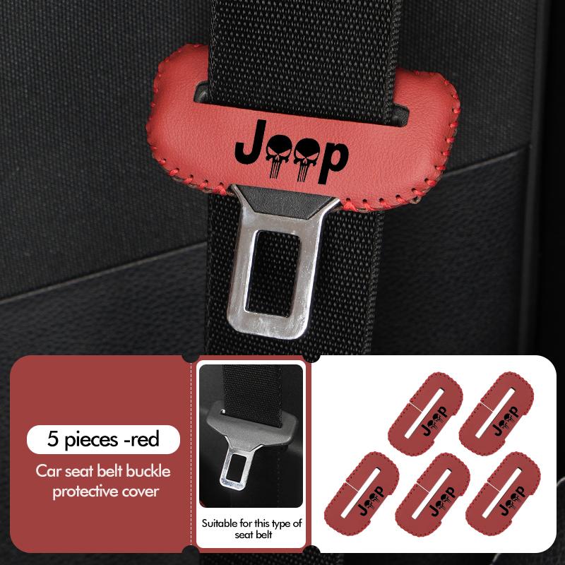 1/2pcs Car Leather Safety Belt Buckle Plug Protective Covers Interior Accessories For Jeep Grand Cherokee Patriot Renegade AMP1