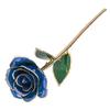 Real Dipped Blue Rose with Bracket Flower Decoration 24K Gold Plated Green Leaf Gift for Birthday