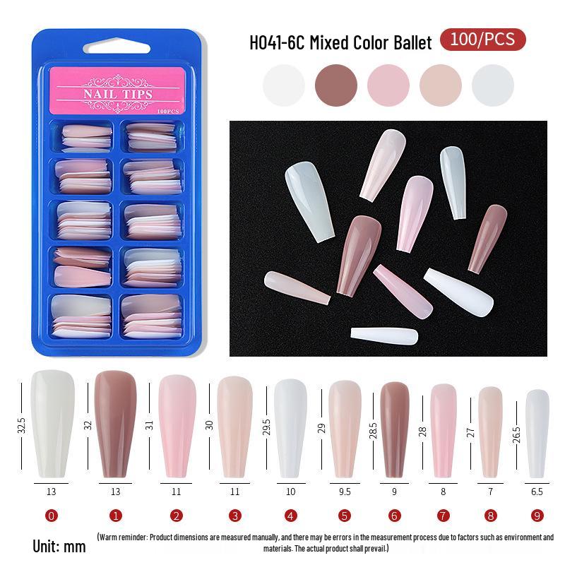 Long-Length Ballet Blue False Nail Stickers – Full Cover Nail Art Patches