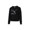 Color Block Logo Print Sports Crew Neck Sweatshirt Women Sweatshirt Black 531382-56
