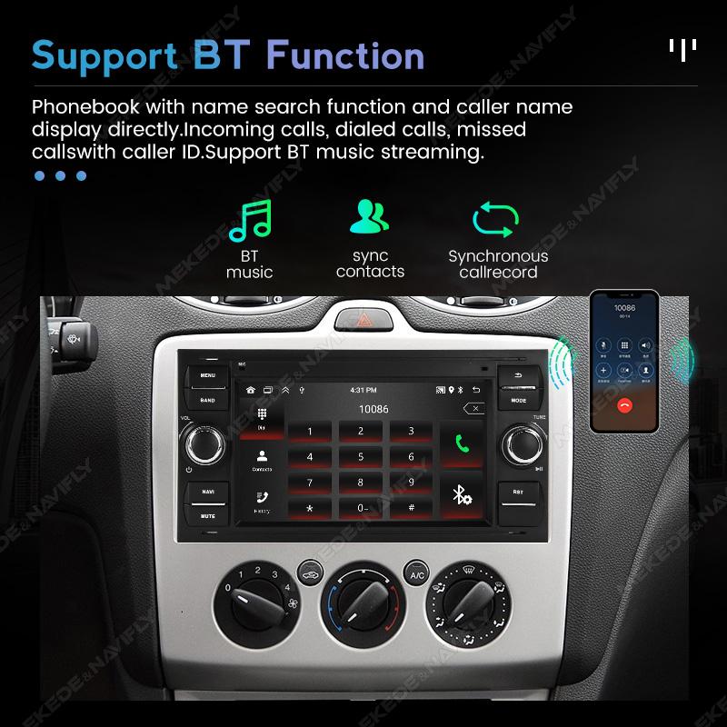 7'' 2Din Android Car Radio Carplay For Ford Focus 2007 Mondeo S-max C-max Kuga Galaxy Fiesta Transit Fusion Connect Video Player