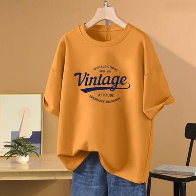 2025 Женская ретро хлопковая футболка облегающего кроя с коротким рукавом