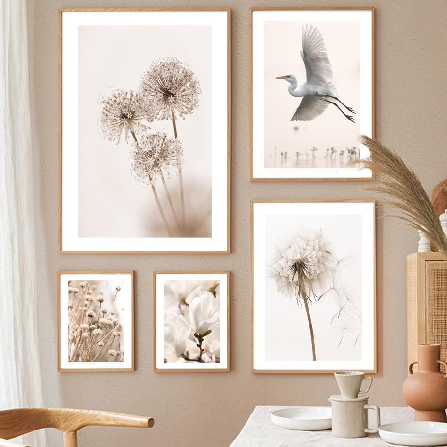 Растение, пейзаж, цветок, пшеница, тростник, трава, одуванчик, птица, постеры, печать, настенная живопись на холсте, украшение для дома в помещении, гостиной