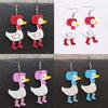 Европейские и американские рождественские акриловые серьги-пуссеты в виде уток на высоком каблуке - Двусторонняя печать и забавный дизайн