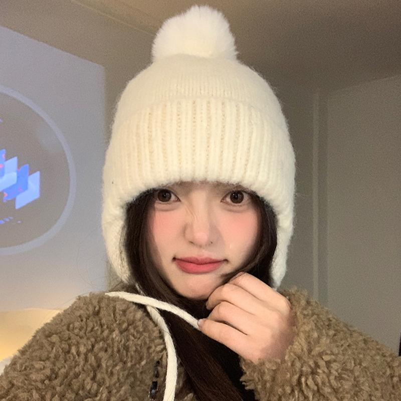 Women'S Knitted Hat Autumn And Winter Warm Earmuffs Korean Style Hat