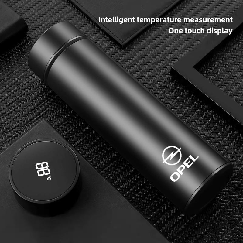 ulbn3 For Opel Corsa D Astra Insignia Mokka Adam Combo 500ML Temperature Display Thermos Cup Stainless Steel Divided Thermos Bottle