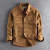 Spring Autumn Men's Retro Wash Solid Color Work Shirt Men's Three-dimensional Pocket Trend Loose Jacket