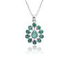 Natural Emerald Sterling Silver Fancy Pendant Emerald Floral Silver Pendent