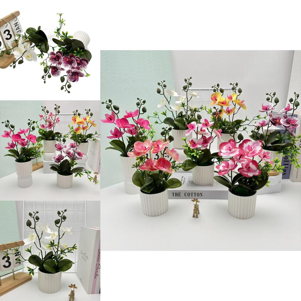 Fake Butterfly Orchid Flower With Pot For Indoor Home Decor And Greenery Enhancement