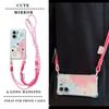 KEYSION Crossbody Strap Phone Case for OPPO A5X 5G Cute Cartoon Long Lanyard Mirror Shockproof Cover for OPPO A5X