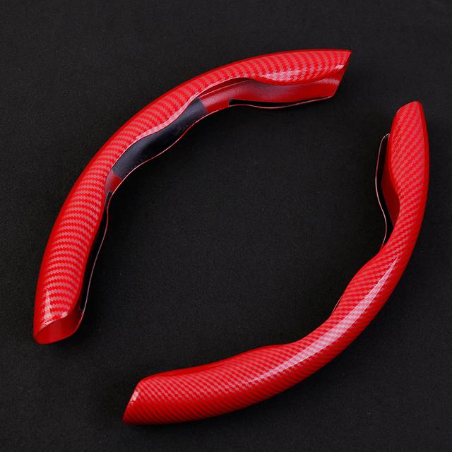 Чехол на руль автомобиля, 38 см, противоскользящий чехол из черного волокна из углеродного волокна, силиконовый усилитель на руль, аксессуары для авто