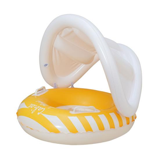 yangyizhi Baby Swim Ring with Canopy, Inflatable Striped Pool Float for Toddler Boys Girls, UV Sun Protection Swimming Safety Seat, Handle