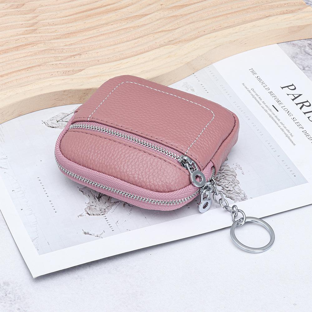 Женский мини-кошелек для монет из натуральной кожи на молнии - Компактное хранение водительского удостоверения, помады и наушников.