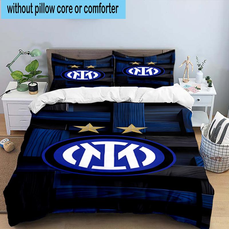 3pcs F.C. Internazionale Milano Printed Bedding Set Duvet Cover Closure Includes 1 Duvet Cover & 2 Pillowcases Bedding Sets Home Decor Gifts