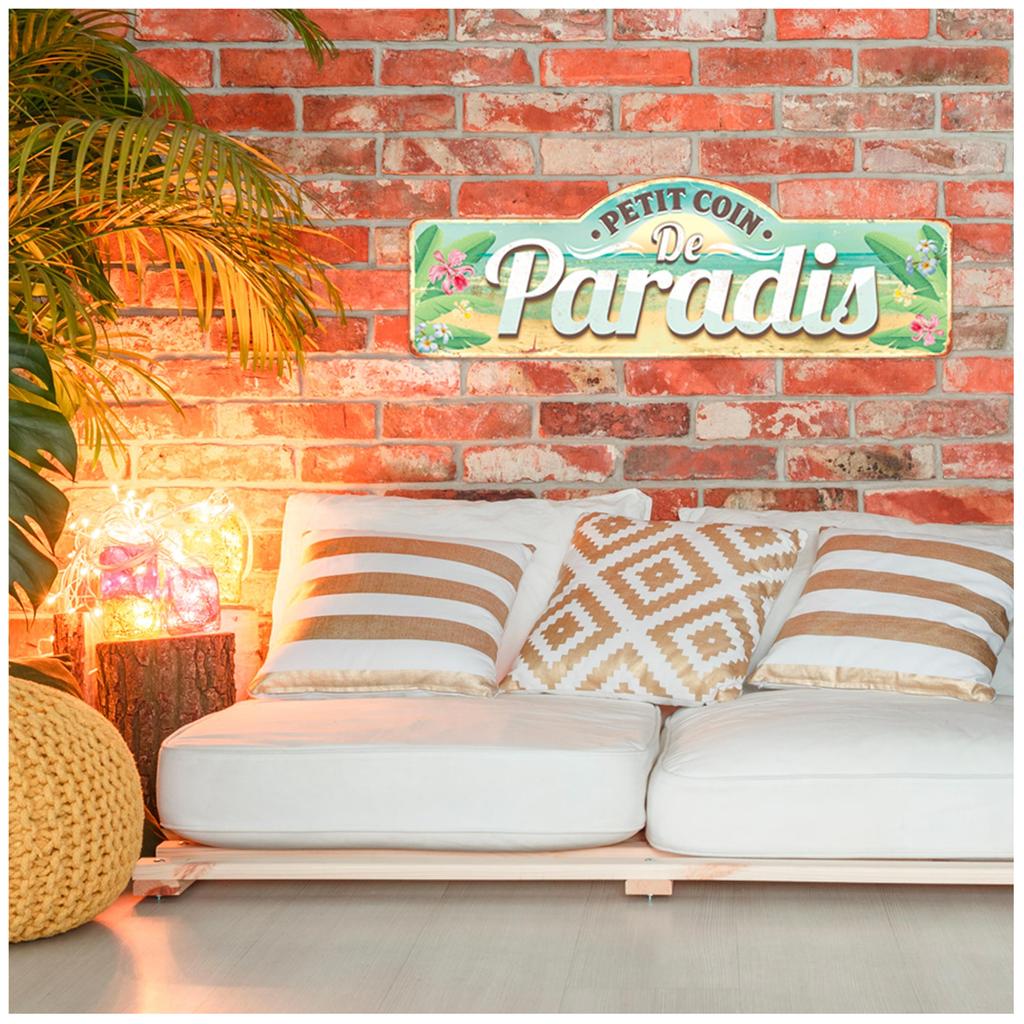 Les Trésors De Lily [A1352] - XXL Metal Plaque 'Little Corner of Paradise' Turquoise - 90x30 Cm