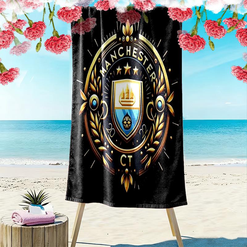 Manchester City F.C Print Beach Towel, Large Soft Quick Dry Towel for Beach Camping Swimming