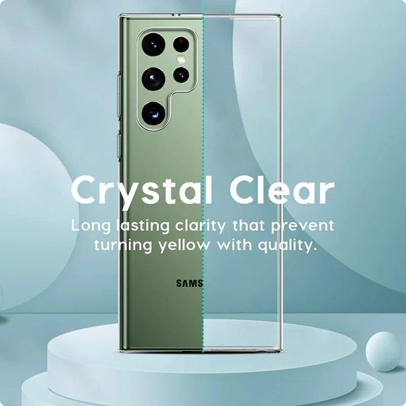 Ультратонкий тонкий прозрачный силиконовый чехол с кристаллами для Samsung Galaxy S24 Ultra S22 S21 S23 FE Мягкий однотонный прозрачный противоударный чехол
