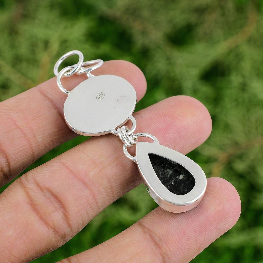 Daughters Day Sale 925 Silver Pear Natural Star Galaxy Jasper Mother New Pendant