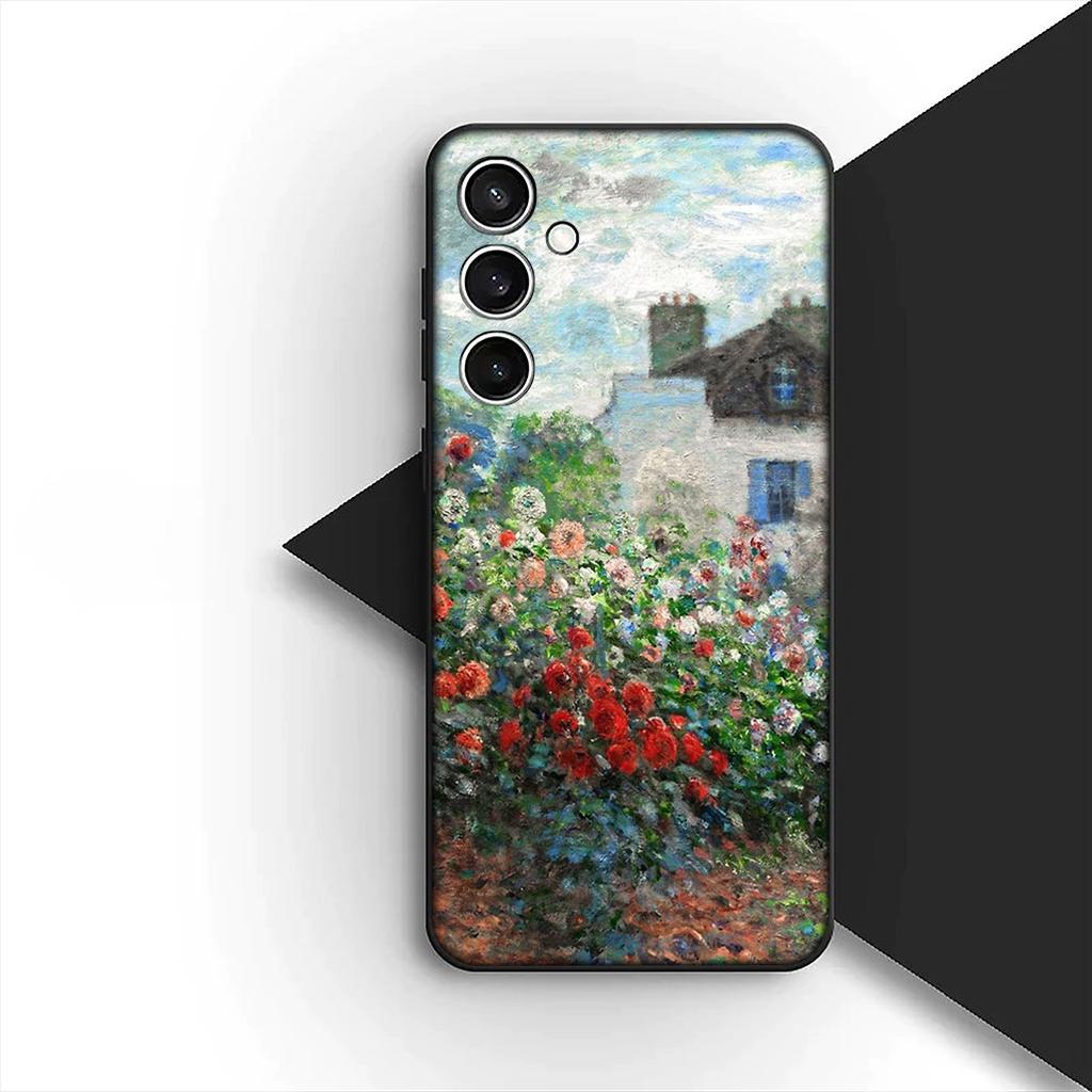 Cover for Samsung Galaxy S24 S25 S23 FE Ultra Plus S7 Edge S25+ S23+ A56 5G Casing Phone Case Claude Monet Waterlily Cat