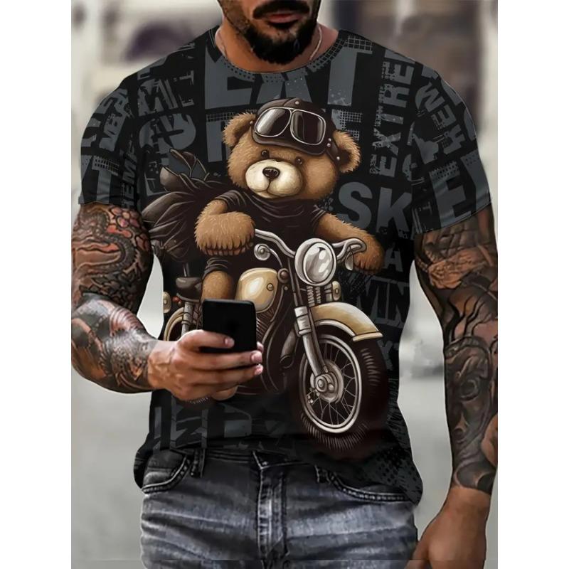 Крутая мужская повседневная футболка с принтом панды и круглым вырезом, уличная мода, удобный мужской топ, универсальная футболка с темпераментом