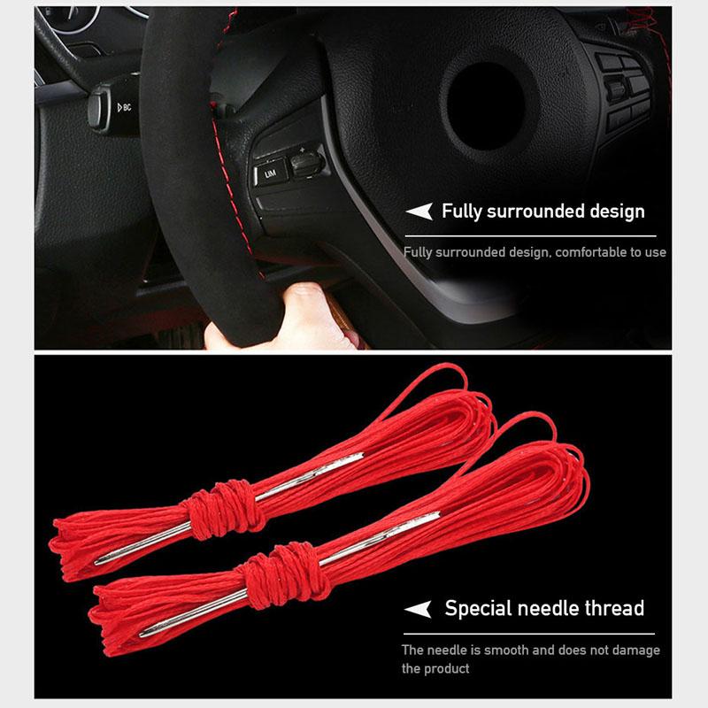 SEAMETAL Меховой чехол на руль для автомобиля, универсальный 38 см, плетеный защитный чехол на руль автомобиля, кожаные противоскользящие внутренние детали