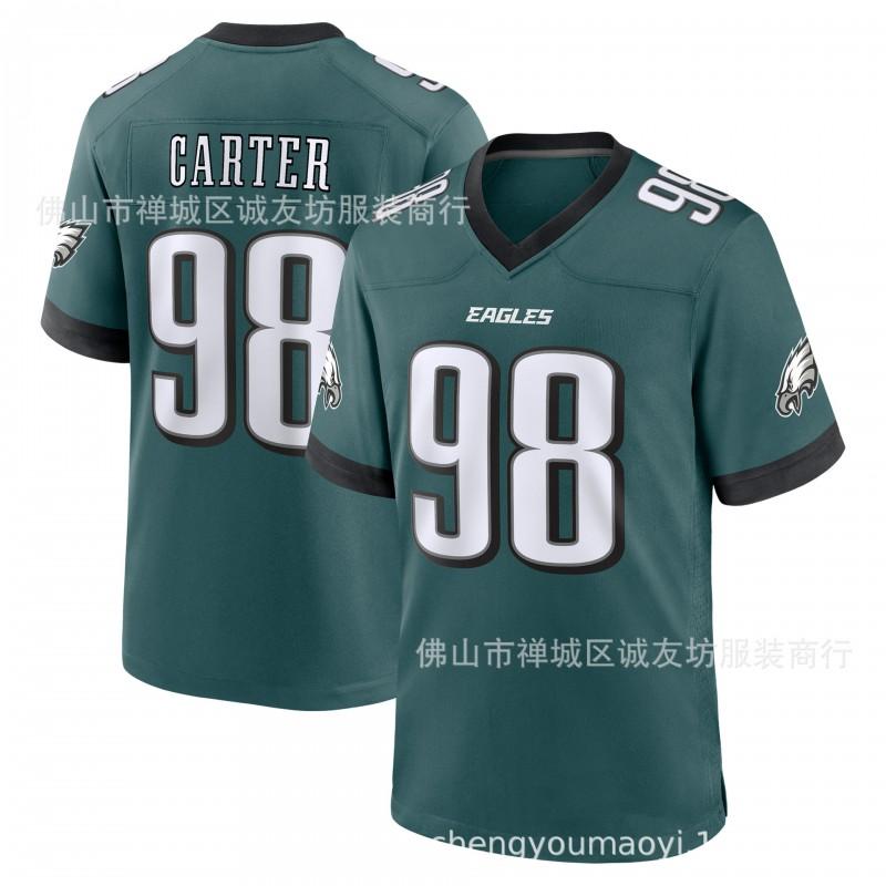 Mens Retro Football Jersey Jalen Carter 98 Eagles Green Vintage Sports Shirt