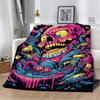 Cartoon Skull Illustration Throw Blanket 150x200 Thermal Blankets for Bed Beach Towel Home Interior Microfiber Bedding Knee Nap