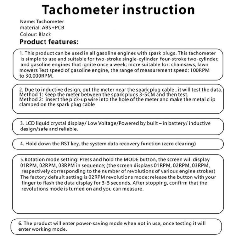 Inductive Hour Meter Replaceable Battery Tachometer for 2 4 Small Engine