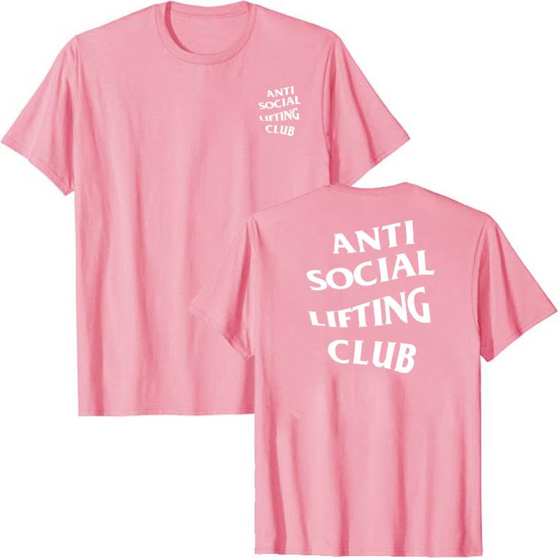 Anti Social Lifting Club T-Shirt Exercise Fitness Sports Letters Printed Sayings Graphic Tee Tops Basics Short Sleeve Blouses