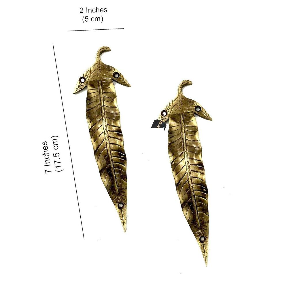 Пара латунных дверных ручек с дизайном листа 7 дюймов, латунные ручки-скобы, пары ручек для входной двери, стандартные, упаковка из 2 штук