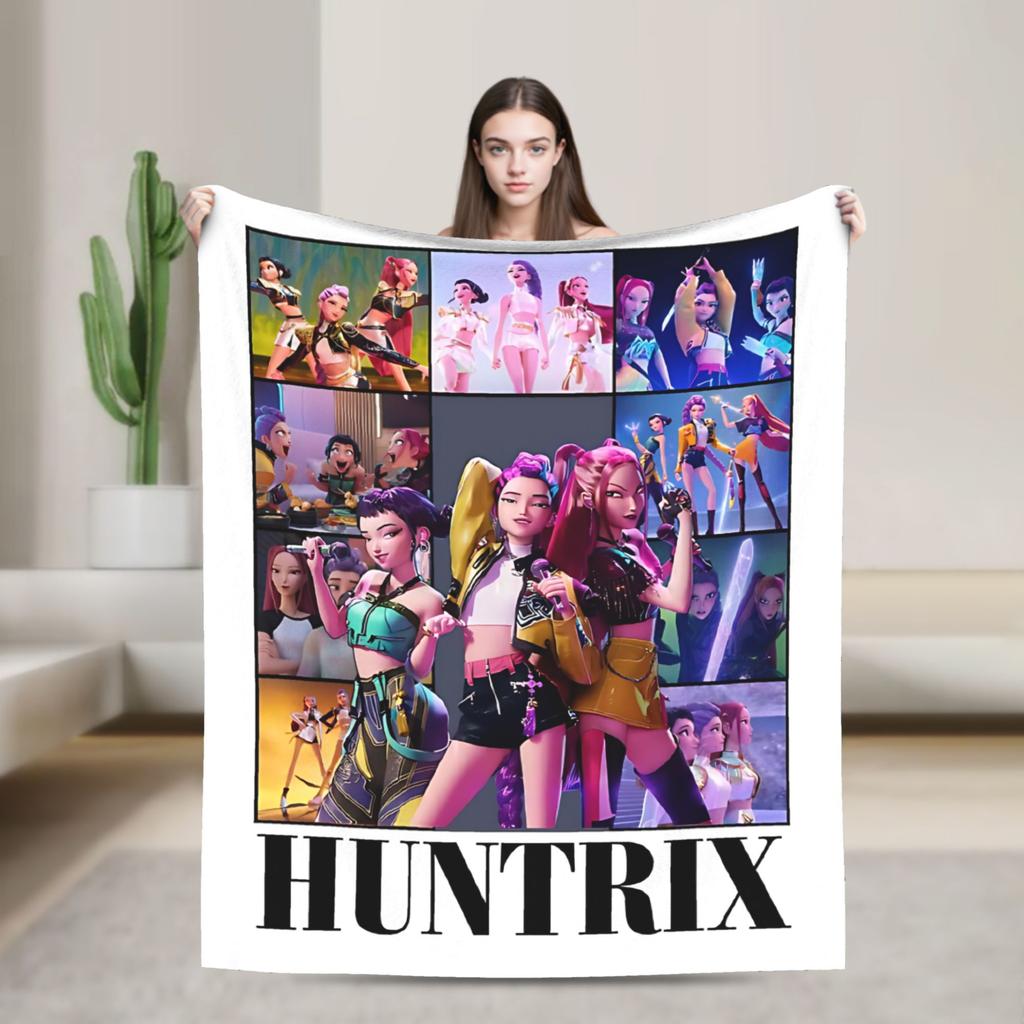 K-pop Охотники на демонов Huntrix Одеяло Фланелевое Смешное Дышащее Плед для домашнего текстильного декора