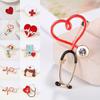 1PC Doctor Stethoscope Heart Shaped Electrocardiogram Pin Jewelry Brooch Backpack