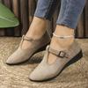 Large Size Single Shoes Women's New Autumn Style Pointed Head Shallow Mouth Buckle Wedge Heel Doudou Shoes