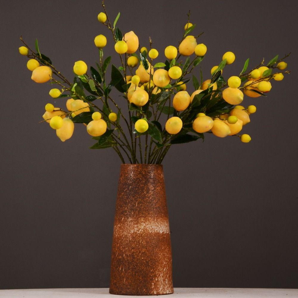 Luxury Artificial Lemon Branch Plastic Fake Plants Artificial Lemon Fruit Home Garden