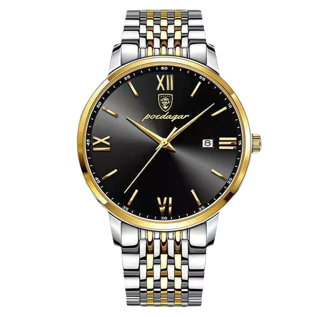 RORIOS Date Quartz Gold Black B Men's Watch, Display, Watch, Lightweight, Multifunctional, Work, Commuting, Stylish, Popular, Business, Simple,