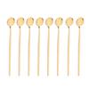 8Pcs Long Handle Ice Spoon Coffee Tea Stir Spoon Stainless Steel Black Gold Cutlery Set Dinnerware Kitchen Dinner Flatware Set