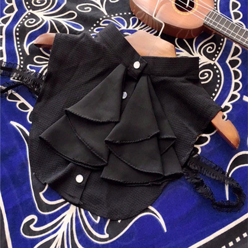 White Chiffon False Collar Shirts Woman Front Ruffle Fake Collar Detachable Collars For Women Sweater Nep Kraagje Half Shirt