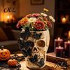 Dark Aesthetic Stationery Black Butterfly Skull Vase, Resin Skeleton Pen Holder, Gothic Flower Vintage Relief Sculpture Arrangement Container,