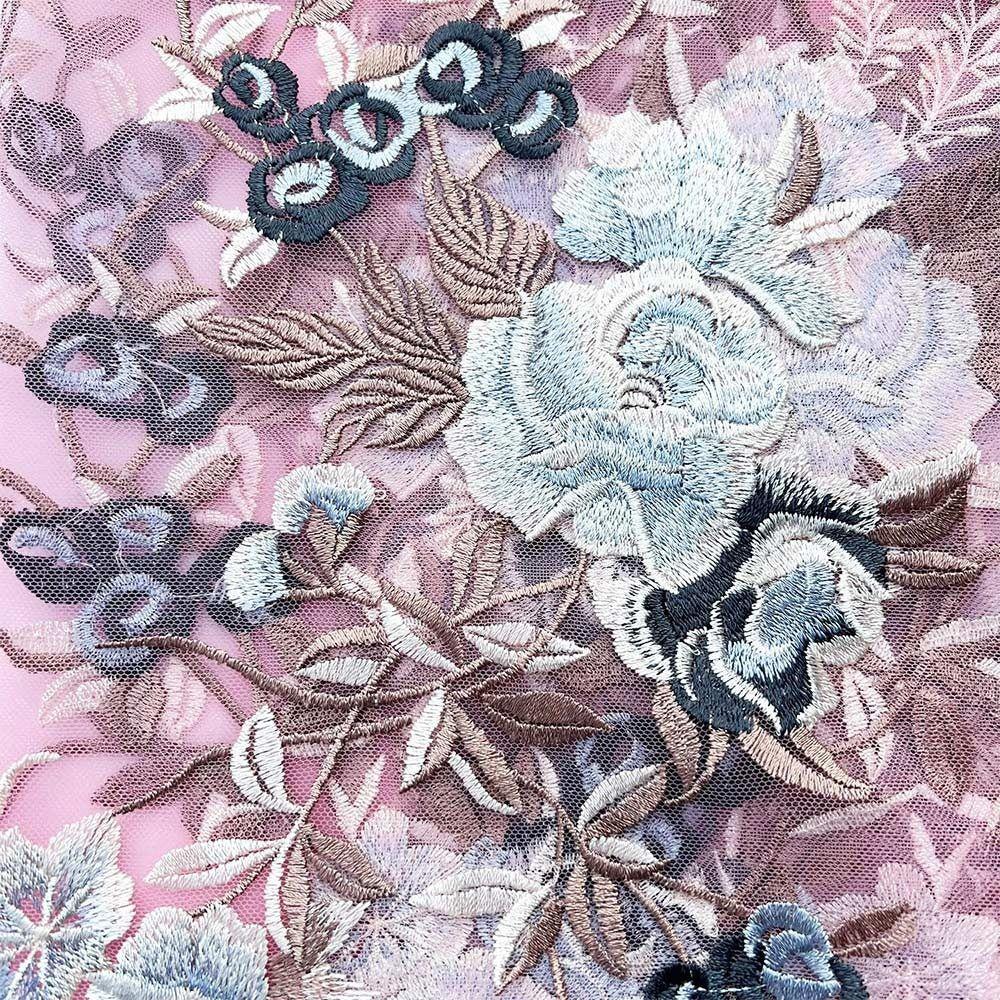 3D Flower Floral Embroidered Patches Mesh Bottom Wedding Dress Stickers  Clothing Decoration