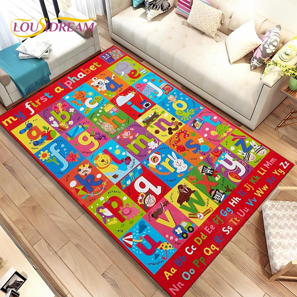 ABC мультфильм детская игровая комната алфавит детский коврик для раннего образования, ковер для гостиной, спальни, дивана, нескользящий коврик