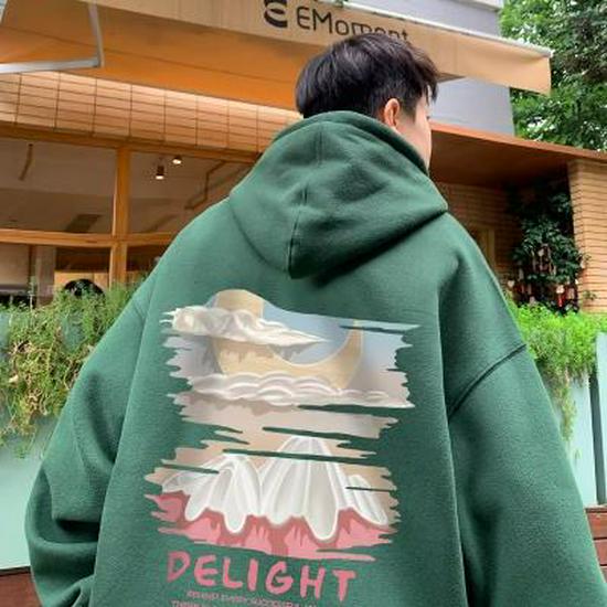 Мужская толстовка свободного покроя с принтом в стиле ретро Apricot - модная свободная толстовка на весну/осень для пар