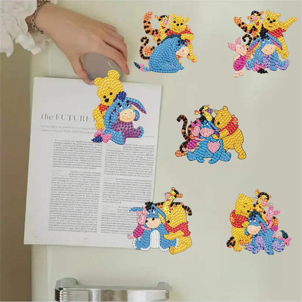 6Pcs Bear and His Friends Series Diamond Art Fridge Magnet Diamond Painting Refrigerator Magnet Diamond Painting Fridge Magnet for Adults Beginners