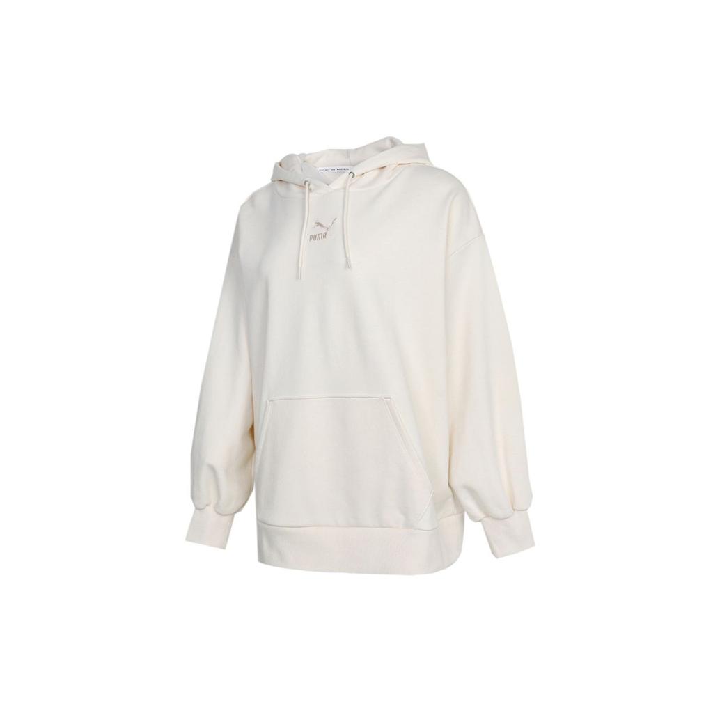 Puma Sporty Casual Hooded Pullover Sweatshirt Women Tops Cream 532283-99