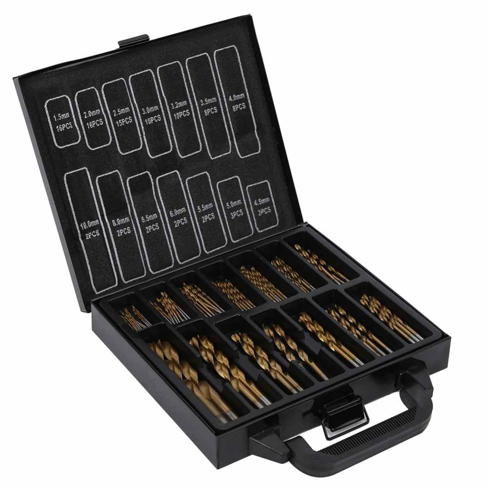 99pcs Round Shank High Speed Steel Drill Bits HighSpeed Steel Jobber Drill Bits  Hardened Metal