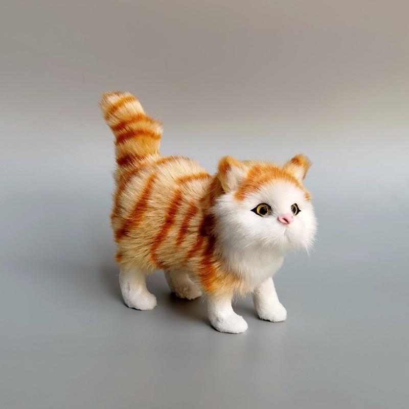 Cute Faux Plush Simulation Cat Animal Model Crafts Car Ornaments Gifts Home Decoration Children's Birthday Party Gift Supplies
