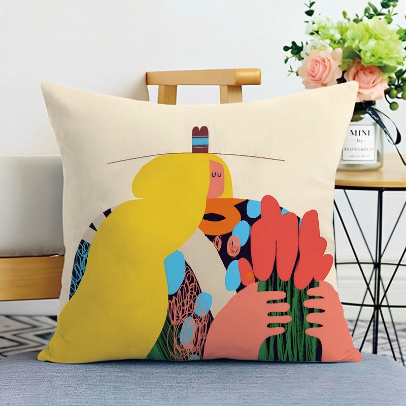 Иллюстрация Стиль Печатная Декоративная Наволочка Спальня Гостиная Квадратная Подушка Наволочка