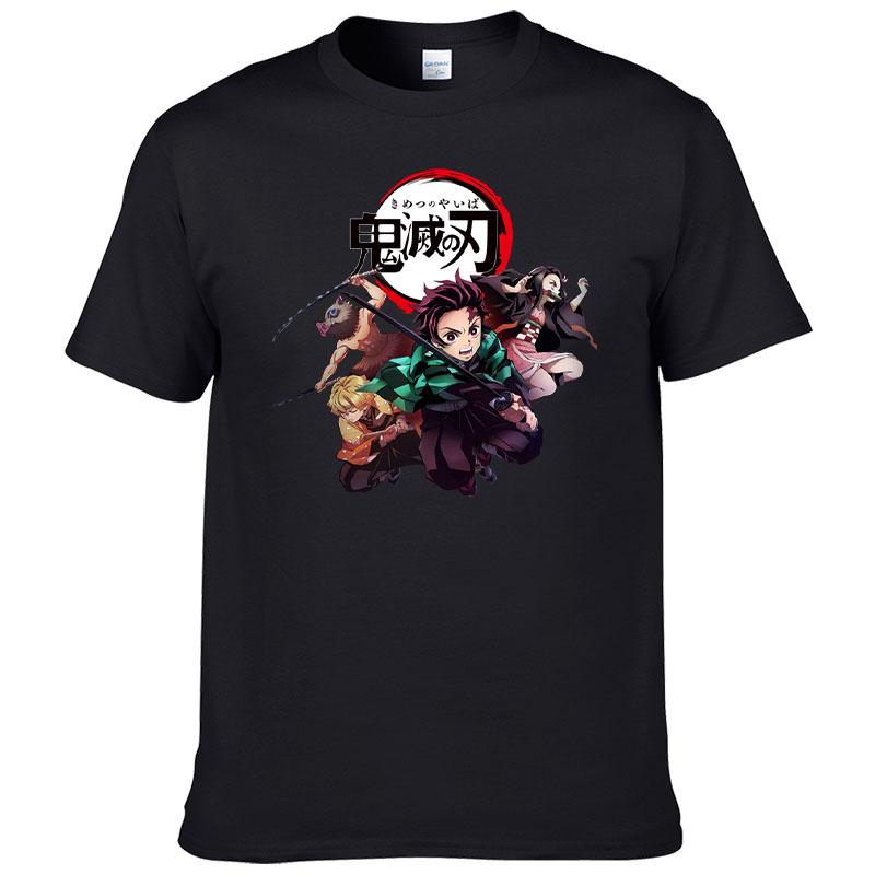 Печатная футболка Demon Slayer Kimetsu no Yaiba Мужская Харадзюку 100% Хлопок Футболка с коротким рукавом Летняя одежда Мужские Топы F171