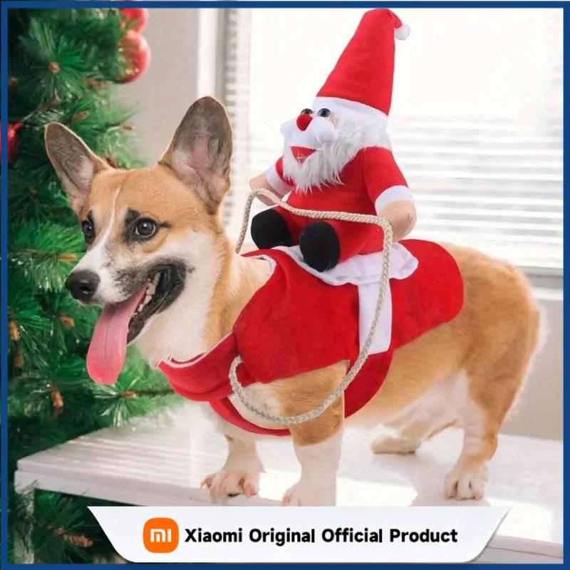 Xiaomi 2026 Cute Santa Claus Riding Deer Dog Costume Warm Dog Pet Christmas Transformed Cloak Shawl Lovely Santa Claus Riding Deer Dog