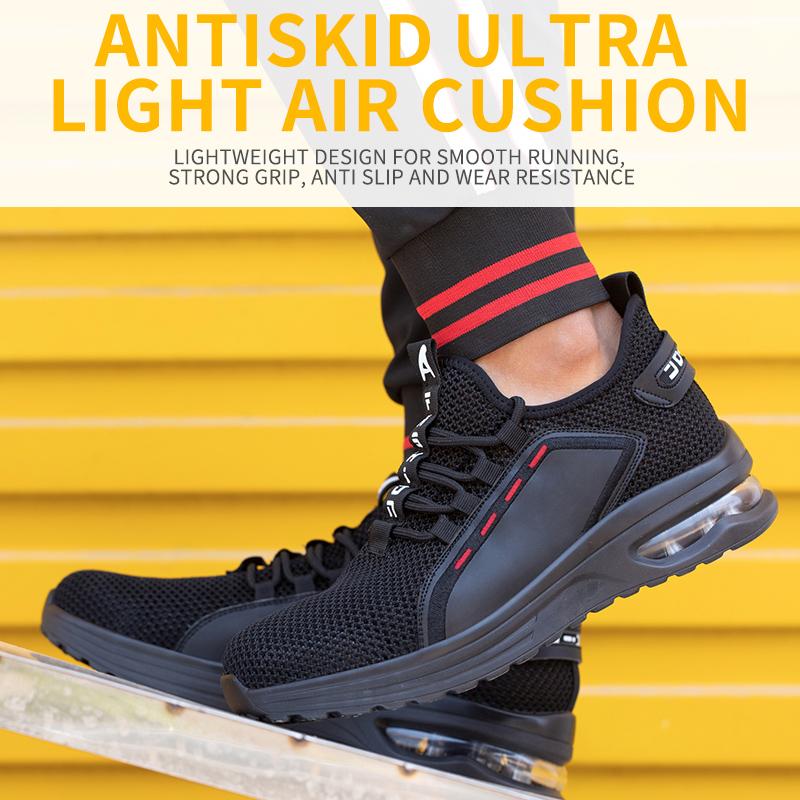 Breathable Mesh Work Sneakers Steel Toe Safety Shoes Men Women Work Shoes Air Cushion Anti-Smash Safety Boots Indestructible Construction Shoes
