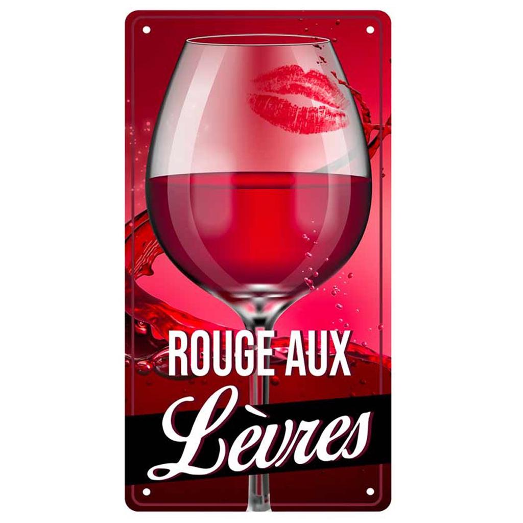 Les Trésors De Lily [Q6546] — Металлический знак «Rouge aux Lèvres» красный — 30,5x15. 5 см